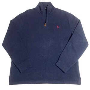 Ralph Lauren men’s large quater zip. Dark blue w/red horse